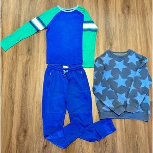 Bundle Mini Boden double knee sweats, LS shirt and crew neck sweatshirt